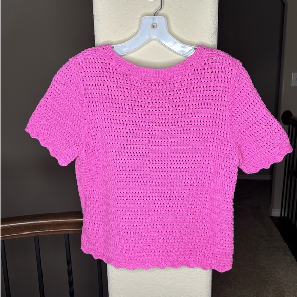 GAP Crochet Sweater Indie Pink Size M Colorful Beach Boho Valentine’s day - Picture 9 of 9